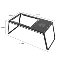 Table pliante en acier au carbone pour camping en plein air avec trou extensible pour barbecue IGT unité de stockage gratuite meubles de salle à manger
