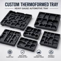 Plateau thermoformé sur mesure pour pièces automobiles, plateau automobile robuste, plateau en plastique OEM pour le stockage des composants moteur