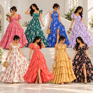 Excedente de Fábrica, Vestidos Casuales de Verano para Mujer, Grado A, Ropa de Mujer Elegante para Clima Tropical, para el Mercado de Calle - Product Image 1