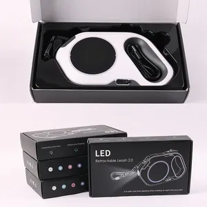 Okeypets 뜨거운 판매 멀티 컬러 조정 가능한 훈련 손전등 LED 라이트 업 쓰레기 봉투 디스펜서와 개폐식 개 가죽 끈