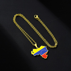 BINSHUO vente en gros bijoux en acier inoxydable personnalisés goutte d'huile le <span class=keywords><strong>Venezuela</strong></span> carte drapeau hommes pendentif collier à breloques pour les femmes - Product Image 5
