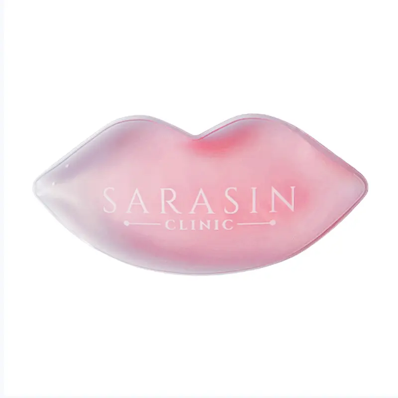 2022 Hot selling pink gel Lip ice pack medical cold compress gel sequins cooling pack lips shaped cold pack
