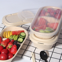 Récipient à emporter biodégradable en bagasse jetable personnalisé Emballage alimentaire en papier compostable pour restaurant Sushi en relief