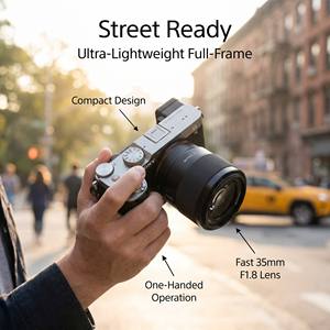 กล้อง <span class=keywords><strong>Sony</strong></span> A7C2 <span class=keywords><strong>Alpha</strong></span> 7C II DSLR มือสองขายส่ง พร้อมเลนส์ 35 มม. F/1.8 ความละเอียด 24MP ถ่ายวิดีโอ 4K ดีไซน์เรโทร สวยงาม รวดเร็ว AF เหมาะสำหรับถ่ายภาพสตรีท - Product Image 2
