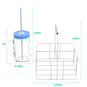 <strong>Mason</strong> <strong>Jar</strong> With Glass Handles and <strong>Plastic</strong> Straws / Glass <strong>Mason</strong> <strong>Jar</strong> - Product Image 3
