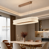 Lustre ovale moderne de luxe en acrylique, gouttes rectangulaires facettées, or brossé, 3 couleurs, 91W, pour salle à manger, îlot de cuisine, 90cm