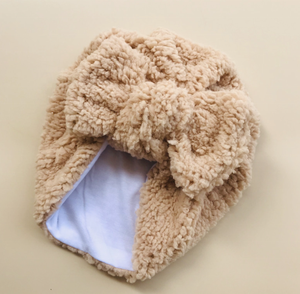 2025 bébé polaire Bonnet hiver bébé filles chapeau Super doux chaud épaissir laine d'agneau arc enfant en bas âge Turban nouveau-né extérieur bonnet chapeau - Product Image 3