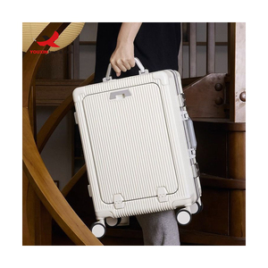 Valise de cabine multifonctionnelle et durable à 4 roues, ouverture frontale, cadre en aluminium avec porte-gobelet, tige en alliage et serrure TSA - Product Image 2
