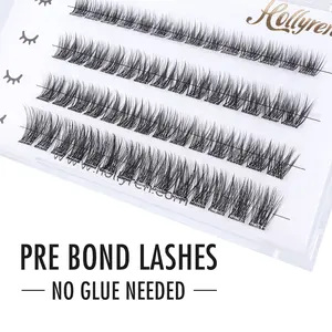 Basın-hiçbir tutkal gerekli Diy kirpik uzatma kullanımlık küme Lashes yaygara ücretsiz hiçbir yapışkan kalıntı kendini uygulama evde