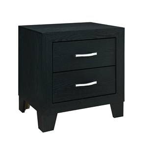 Carlos Black Nightstand 2 <b>Drawer</b> <b>Storage</b> Cabinet Bedroom Furniture - Product Image 3