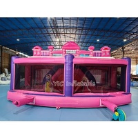 Château gonflable rose avec toboggan, château de princesse gonflable pour enfants, usage commercial, avec souffleur