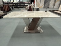Table à manger moderne de luxe en marbre blanc Fendi, imperméable, pour appartement, hôtel, parc et villa - Meubles de salle à manger écologiques