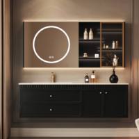 Ensemble de meuble-lavabo de salle de bain moderne de luxe en contreplaqué noir, 30 pouces, avec lavabo