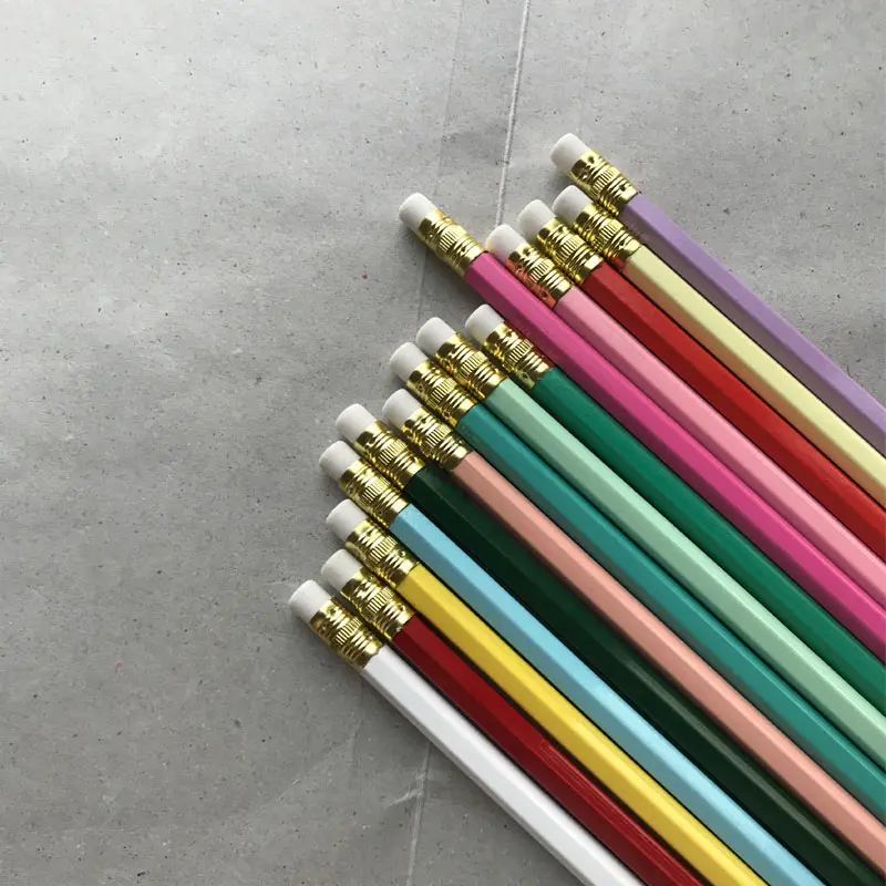 7.5 "HB hexagonal pencil with eraser cheap pencil without print accept custom logo
