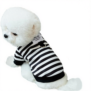 Abbigliamento per Animali Domestici Autunno/Inverno Maglione a Righe per Cani con Anello per Guinzaglio in Poliestere Design Festivo per Cani Piccoli e Cuccioli - Product Image 1