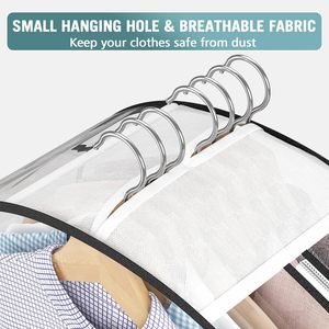 Housse de vêtement transparente avec doublure en PEVA, sac de rangement anti-poussière pour vêtements, usage domestique, style moderne, design pliable - Product Image 6