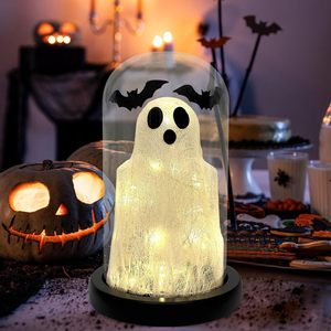 Decoración de Mesa de Halloween con Fantasma Adorable con Luz, Fantasma de Halloween en Campana Transparente con Luz para Decoración del Hogar en Días Festivos - Product Image 2