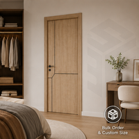 Porte en WPC haut de gamme gravée avec motif linéaire, design artistique à rainures noires délicates, personnalisable pour la décoration d'appartements et de villas, certifiée ISO