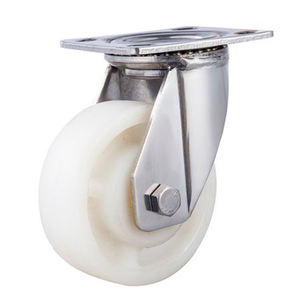 304 SUS Suporte 4 Polegada 5 Polegada 6 Polegada <span class=keywords><strong>8</strong></span> Polegada Industrial Trolley PA Roda De Rodízio De <span class=keywords><strong>Nylon</strong></span> Pesado Giratório Branco - Product Image 1