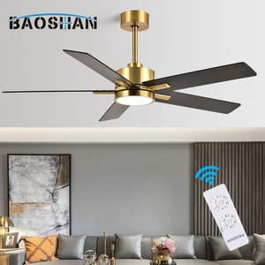 Quạt trần đèn LED trang trí trong nhà, cánh gỗ 5 lớp, động cơ DC êm ái, có điều khiển từ xa - Product Image 1