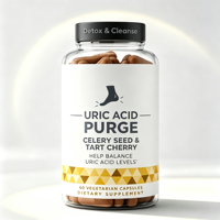 Complément alimentaire pour le soutien de l'acide urique sous marque privée, logo personnalisé, fabricant OEM ODM, faible MOQ, 60 capsules végétariennes saines