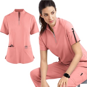 Cao của phụ nữ/người đàn ông của chà Bộ đứng cổ áo dây kéo bác sĩ/y tá phòng điều hành áo choàng rắn màu quần hàng đầu phù hợp cho hoạt động - Product Image 1