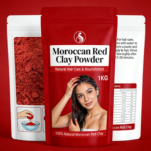 Poudre d'argile rouge <span class=keywords><strong>marocaine</strong></span> pure, produit naturel pour les soins capillaires, masque capillaire en poudre pour nettoyage en profondeur du cuir chevelu et contrôle du sébum, vente en gros - Product Image 1