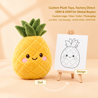 Peluche Ananas Kawaii Personnalisée OEM ODM, Peluche Ananas Rembourrée, Logo et Taille Personnalisables, Fabrication sur Mesure