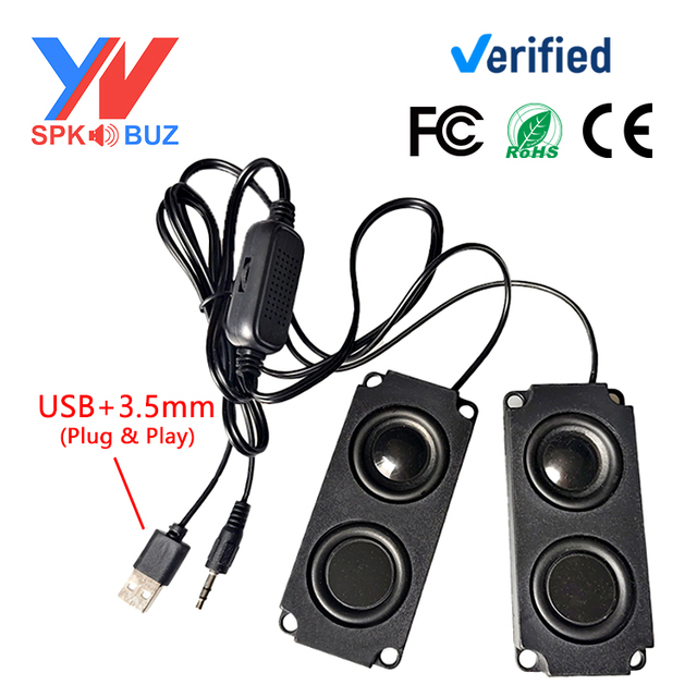 Factory Wholesale 10045 100*45MM 4Ohms5W USB3.5 Wired Dual Box Active Speaker Professional Speaker Accessories Compliant ROHS&CE