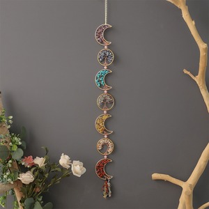 Ciondolo decorativo per matrimonio a forma <span class=keywords><strong>di</strong></span> pietra <span class=keywords><strong>di</strong></span> cristallo naturale a mano 7 Chakra albero della vita luna Catcher per il <span class=keywords><strong>sole</strong></span> - Product Image 1