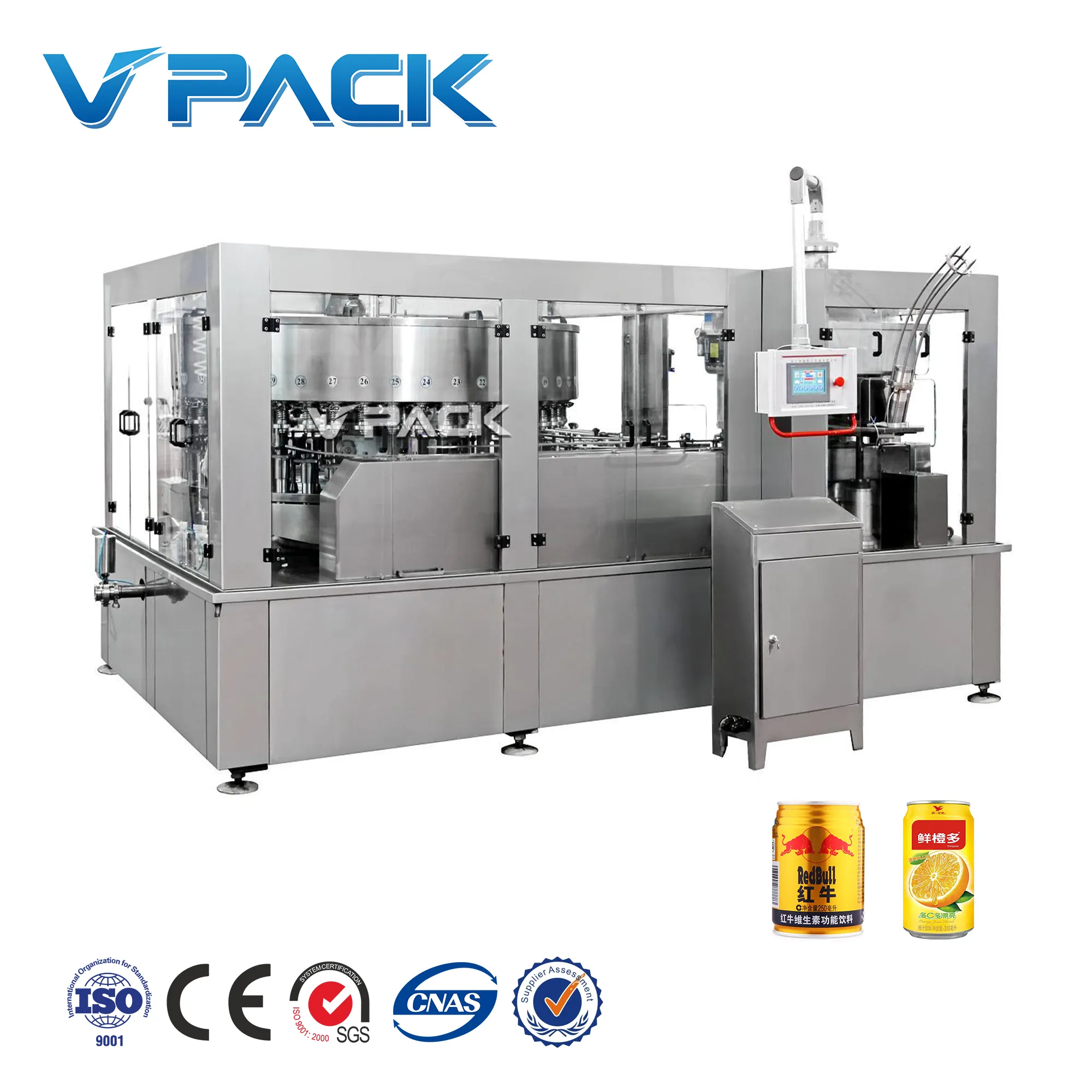 Carbonated Drinks Machine Energy Drink/ Beer/Juice/ Carbonated Beverage Cola/ Coconut Milk Filling Sealing Machine For 200ml 330ml 500ml Aluminum Pop-can