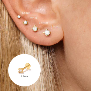 ROXI Pendientes de Plata de Ley S925 con Circonita de Cuatro Garras de 1.5mm-3mm, 16G, con Cabeza Plana y Rosca para Perforación - Product Image 1