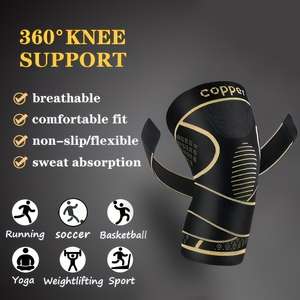 Genouillère en cuivre avec sangles réglables, protection de compression, genouillères respirantes pour la course à pied, le fitness, le basketball, 1 paire - Product Image 3