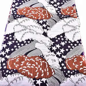 latest design orange white and black woven 100% polyester fabric for clothing