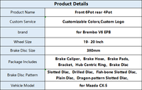 Custom untuk Kaliper Rem Brembo V6 EPB Depan 6 Pot Belakang 4 Pot Big Brake Kit dengan Rotor Rem 380mm Cocok untuk Rotor Rem 19 20 untuk Mazda CX 5.