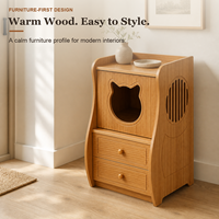 Meuble d'appoint/table multifonctionnel 2-EN-1 en bois massif pour humains et animaux, design écologique protecteur, niche cachée pour chat/chien