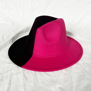 Vente en gros Chapeau en feutre personnalisé bicolore miniature à la mode élégante de couleur unie Nouveau Chapeau haut de forme plat pour femme Fedora pour homme et femme - Product Image 6