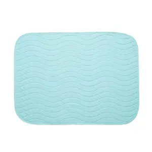 Sous-couche lavable réutilisable pour incontinence Coussin absorbant pour <span class=keywords><strong>pipi</strong></span> Adulte Grande couche avec rabat d'aile Drap imperméable Vert Bleu - Product Image 4