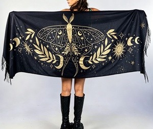 Custom Logo <strong>Pashmina</strong> Two Side Print Psytrance Outfit Festival Printed Scarf Art Wrap Shawl Accessory Low MOQ <strong>Pashmina</strong> <strong>Wedding</strong> - Product Image 1