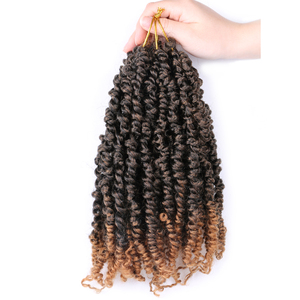 Extensions de cheveux synthétiques pré-bouclées pour tresses bohèmes courtes Ombré Marron, pour tressage au crochet Passion Twist - Product Image 4