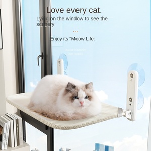 Mobilier mural avec hamac pour chat, étagères flottantes pour <span class=keywords><strong>lit</strong></span> de fenêtre en pleine saison avec étagères murales pour chat - Product Image 1