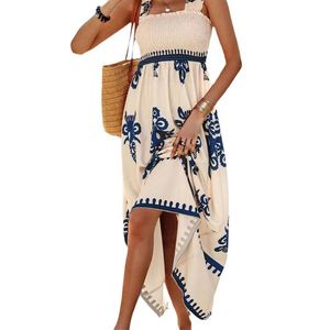 Robe d'été verte à fleurs, style français ample, imprimée, à bretelles - Product Image 4