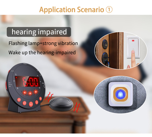 Hearing Impaired Alert Device Doorbell Signalers Bed Shaker Alarm <strong>Clock</strong> <strong>Kit</strong> with UK US EU Plug Doorbell - Product Image 3