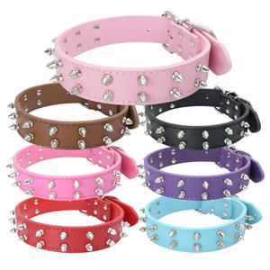 Holesale-<span class=keywords><strong>collar</strong></span> con diamantes de imitación para perro, tachuelas duraderas de cuero plateado y negro, gran oferta 2023 - Product Image 6