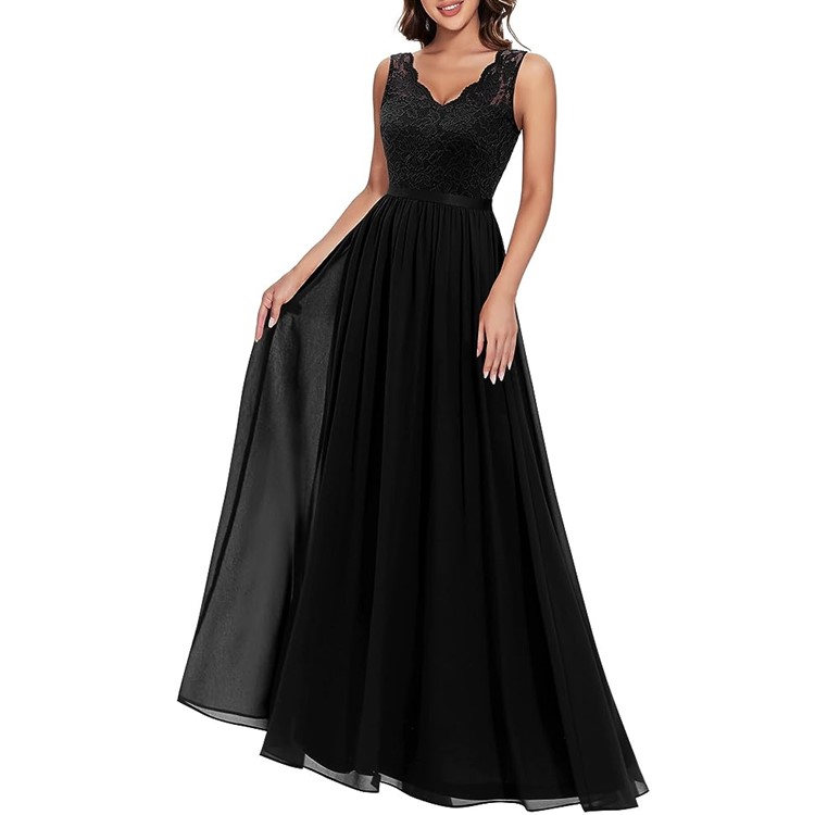 princess polly baby blue dress Six Stories Bridesmaid chiffon satin maxi dress in neck scarf in black