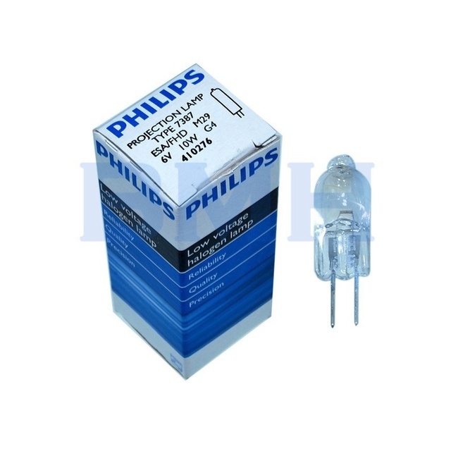 Philips 7387 Series 6V 10W Halogen Lamp - Medical Optical Instrument Bead for Microscopes/Hemocytometers, OEM Glass Light Source