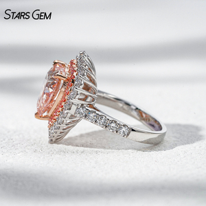 Anillo de Diamantes Rosados en Oro Rosa de 6 Quilates con Corte de Corazón y Halo de Piedras Laterales, Estilo Lindo para Mujer, de Starsgem - Product Image 3