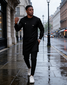 男士标准尺码 Dashiki 套装 - 印花非洲长袖上衣和长裤 - Product Image 1