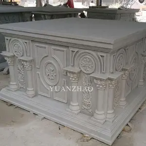 Mesa de iglesia de diseño moderno decorativo YZ, altares de mármol de Santo religioso tallado a mano de piedra Natural