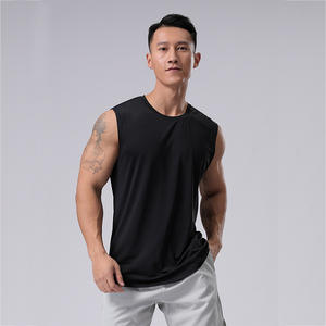 Logo personalizzato uomo senza maniche Quick Dry Workout Shirts Blank Plain Gym Fitness Running Training Muscle Bodybuilding Sports canotta - Product Image 5